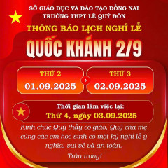 Thông báo lịch nghỉ lễ 2-9